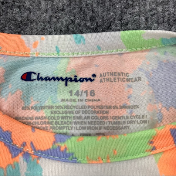 Champion Girls Active Top Mint Paint Splatter/Oxford Heather Girls 14-16 - Picture 3 of 7